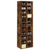 Shoe Cabinet Smoked Oak 54x34x183 cm Engineered Wood - Side View
