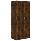 Wardrobe Smoked Oak 80x52x180 cm Engineered Wood - Front View