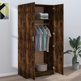 Wardrobe Smoked Oak 80x52x180 cm Engineered Wood - 45-Degree Angle