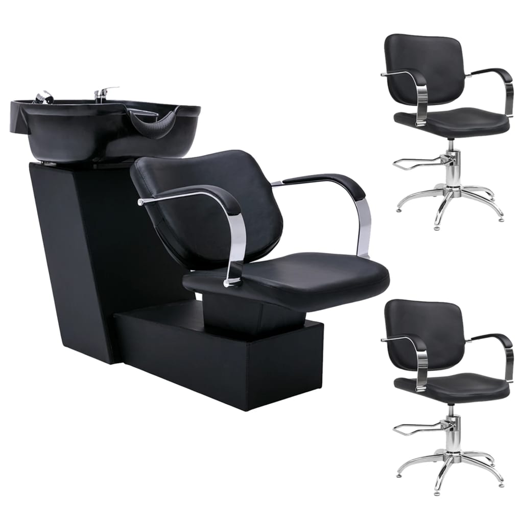 Shampoo Backwash Unit with Salon Chairs Faux Leather