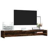 Monitor Stand Smoked Oak 100x24x13 cm Engineered Wood - Side View
