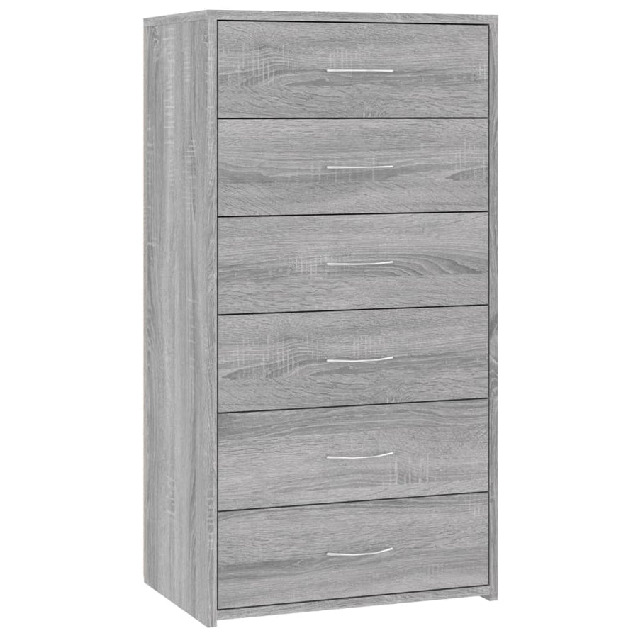 Sideboard with 6 Drawers Grey Sonoma 50x34x96cm Engineered Wood