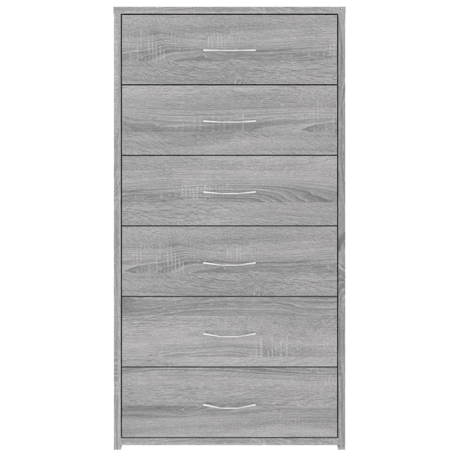 Sideboard with 6 Drawers Grey Sonoma 50x34x96cm Engineered Wood