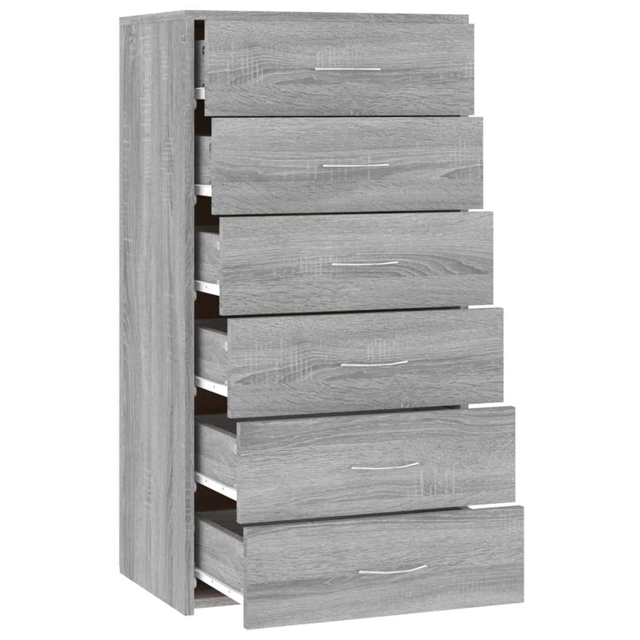 Sideboard with 6 Drawers Grey Sonoma 50x34x96cm Engineered Wood
