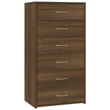 Sideboard with 6 Drawers Brown Oak 50x34x96 cm Engineered Wood - Front View