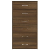Sideboard with 6 Drawers Brown Oak 50x34x96 cm Engineered Wood - 45-Degree Angle