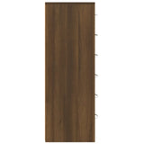 Sideboard with 6 Drawers Brown Oak 50x34x96 cm Engineered Wood - Rear View