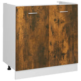 Sink Bottom Cabinet Lyon Smoked Oak 80x46x81.5 cm Engineered Wood - Front View