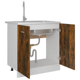 Sink Bottom Cabinet Lyon Smoked Oak 80x46x81.5 cm Engineered Wood - Top-Down View
