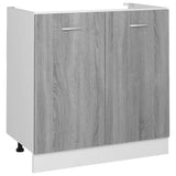 Sink Bottom Cabinet Lyon Grey Sonoma 80x46x81.5 cm Engineered Wood - Front View