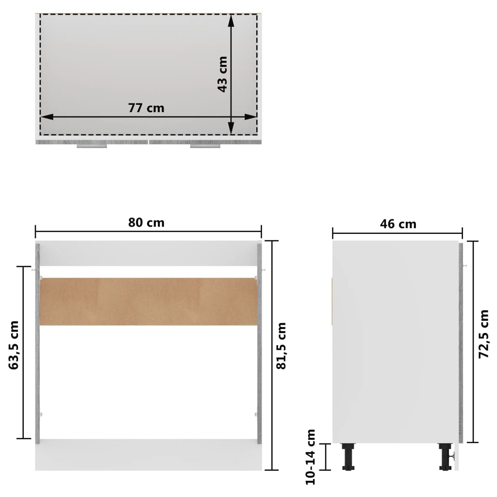 Sink Bottom Cabinet Lyon Grey Sonoma 80x46x81.5 cm Engineered Wood