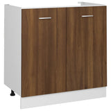Sink Bottom Cabinet Lyon Brown Oak 80x46x81.5 cm Engineered Wood - Front View