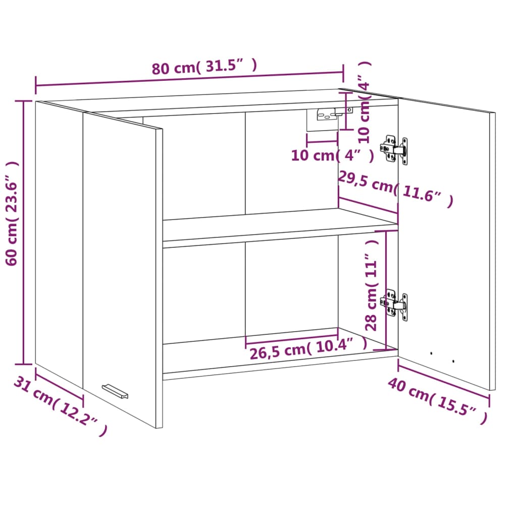 Hanging Cabinet Lyon Smoked Oak 80x31x60 cm Engineered Wood
