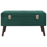 Bench with Storage Compartment Green 80 cm Velvet - Front View