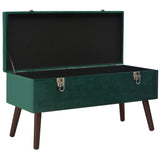 Bench with Storage Compartment Green 80 cm Velvet - Top-Down View