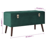 Bench with Storage Compartment Green 80 cm Velvet - Close-Up Angle