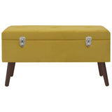 Bench with Storage Compartment Mustard Yellow 80 cm Velvet - Front View