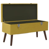 Bench with Storage Compartment Mustard Yellow 80 cm Velvet - Top-Down View