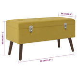 Bench with Storage Compartment Mustard Yellow 80 cm Velvet - Close-Up Angle