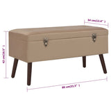 Bench with Storage Compartment Beige 80 cm Velvet - Close-Up Angle