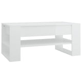 Coffee Table High Gloss White 102x55x45 cm Engineered Wood - Front View
