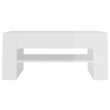 Coffee Table High Gloss White 102x55x45 cm Engineered Wood - Side View