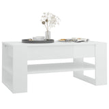 Coffee Table High Gloss White 102x55x45 cm Engineered Wood - Rear View