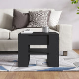 Coffee Table Black 55.5x55x45 cm Engineered Wood - 45-Degree Angle