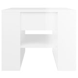Coffee Table High Gloss White 55.5x55x45 cm Engineered Wood - Side View