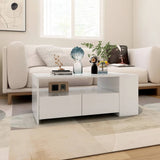 Coffee Table White 102x55x42 cm Engineered Wood - 45-Degree Angle