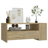 Coffee Table Sonoma Oak 102x55x42 cm Engineered Wood - Rear View