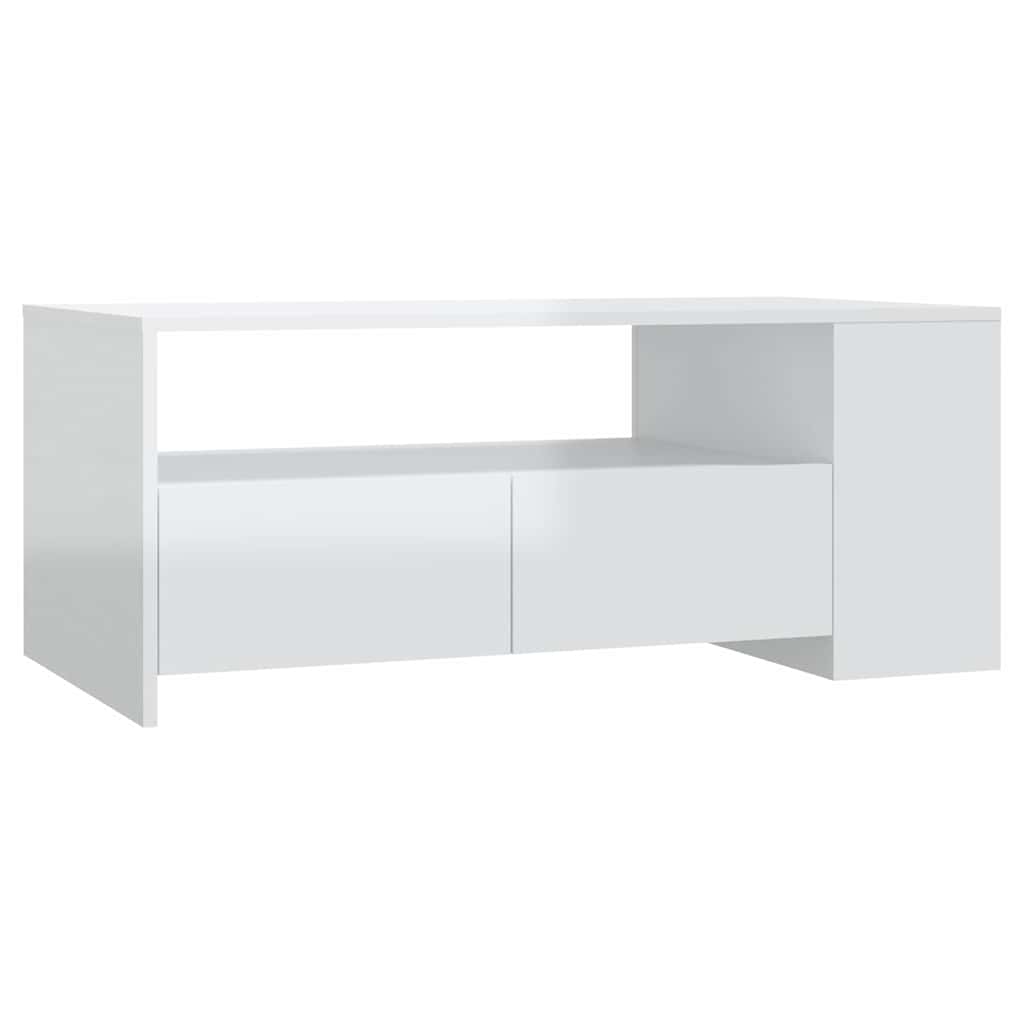 Coffee Table High Gloss White 102x55x42 cm Engineered Wood