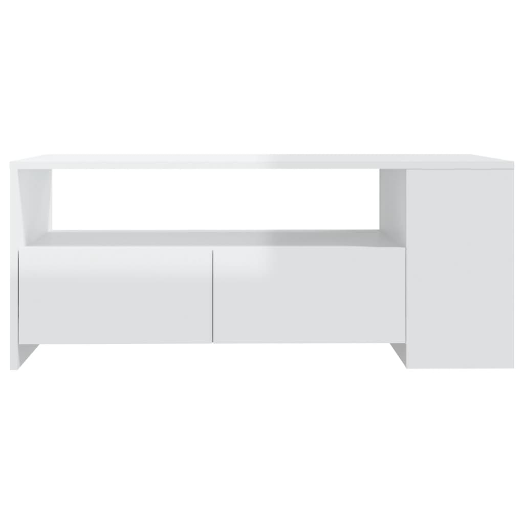 Coffee Table High Gloss White 102x55x42 cm Engineered Wood