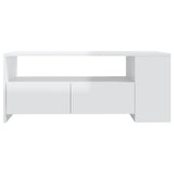 Coffee Table High Gloss White 102x55x42 cm Engineered Wood - Side View