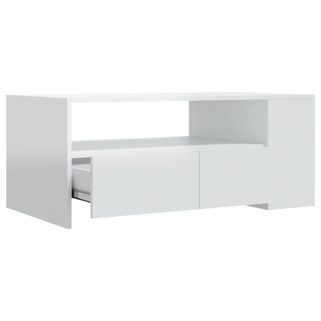Coffee Table High Gloss White 102x55x42 cm Engineered Wood