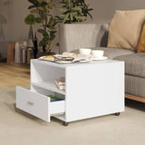 Coffee Table White 55x55x40 cm Engineered Wood - Side View