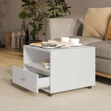 Coffee Table High Gloss White 55x55x40 cm Engineered Wood - Side View