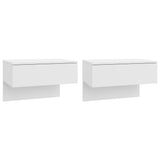 Wall-mounted Bedside Cabinets 2 pcs White - Front View