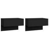 Wall-mounted Bedside Cabinets 2 pcs Black - Front View
