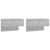 Wall-mounted Bedside Cabinets 2 pcs Concrete Grey - Front View
