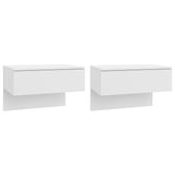 Wall-mounted Bedside Cabinets 2 pcs High Gloss White - Front View