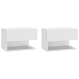 Wall-mounted Bedside Cabinets 2 pcs White - Front View