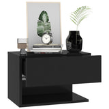 Wall-mounted Bedside Cabinet Black - Close-Up Angle