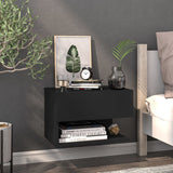 Wall-mounted Bedside Cabinets 2 pcs Black - Side View