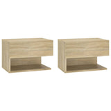 Wall-mounted Bedside Cabinets 2 pcs Sonoma Oak - Front View