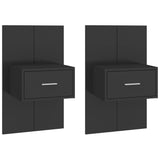Wall-mounted Bedside Cabinets 2 pcs Black - Front View