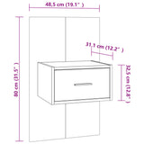 Wall-mounted Bedside Cabinet Concrete Grey