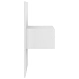 Wall-mounted Bedside Cabinet High Gloss White - Rear View