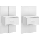 Wall-mounted Bedside Cabinets 2 pcs High Gloss White - Front View