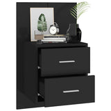 Wall-mounted Bedside Cabinet Black - Close-Up Angle